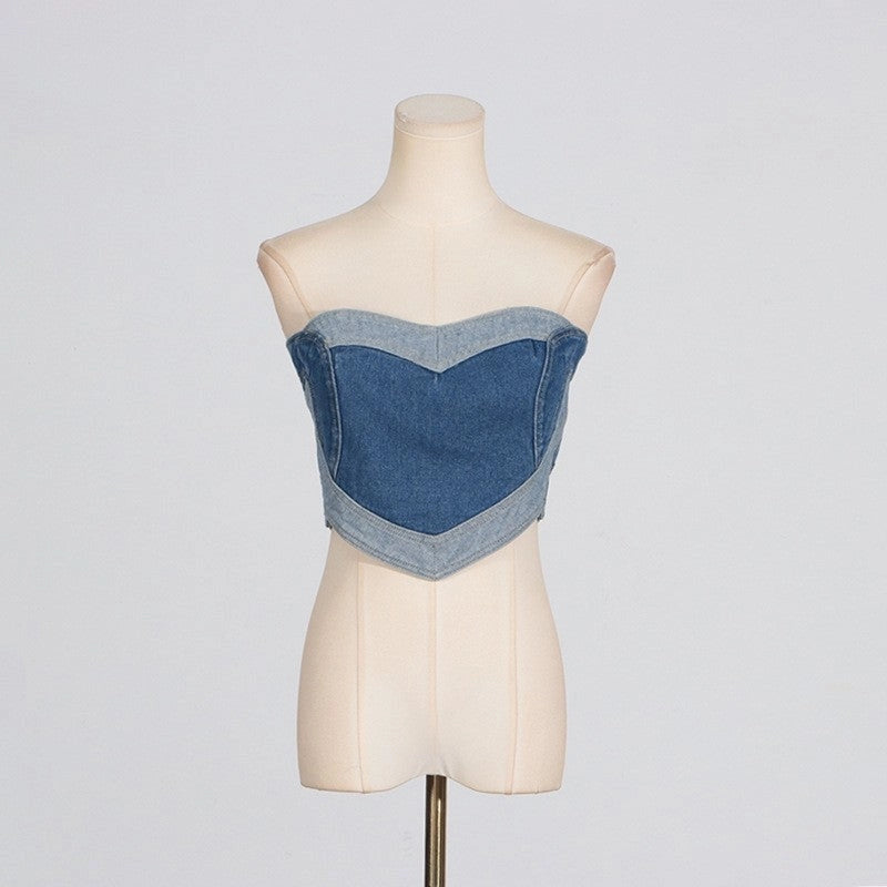 Heart Crop Denim Top
