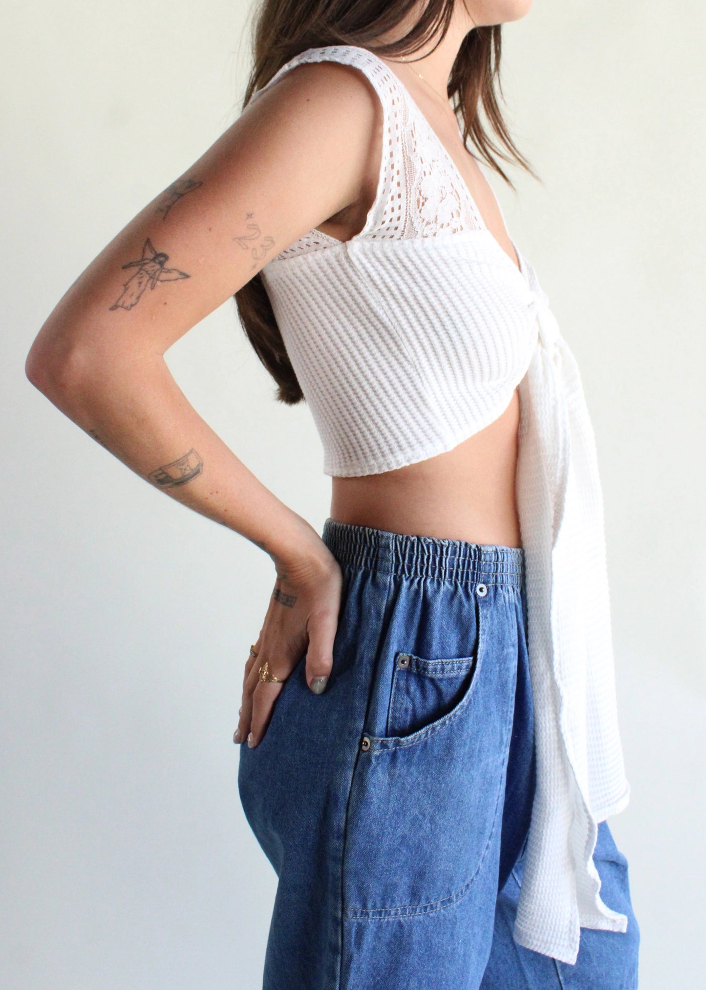 Recycled Lace Tie Crop