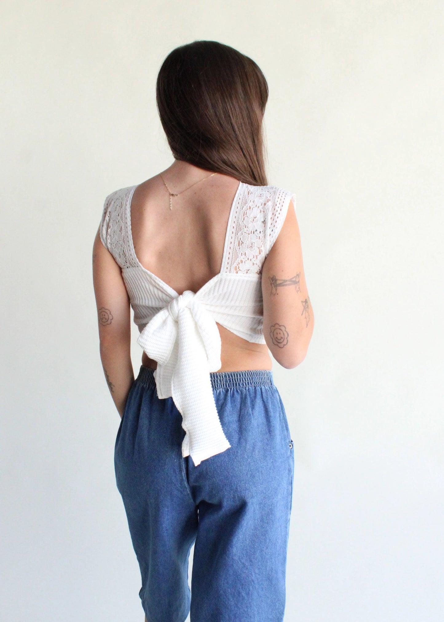 Recycled Lace Tie Crop