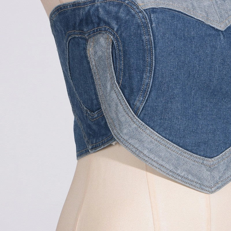 Heart Crop Denim Top