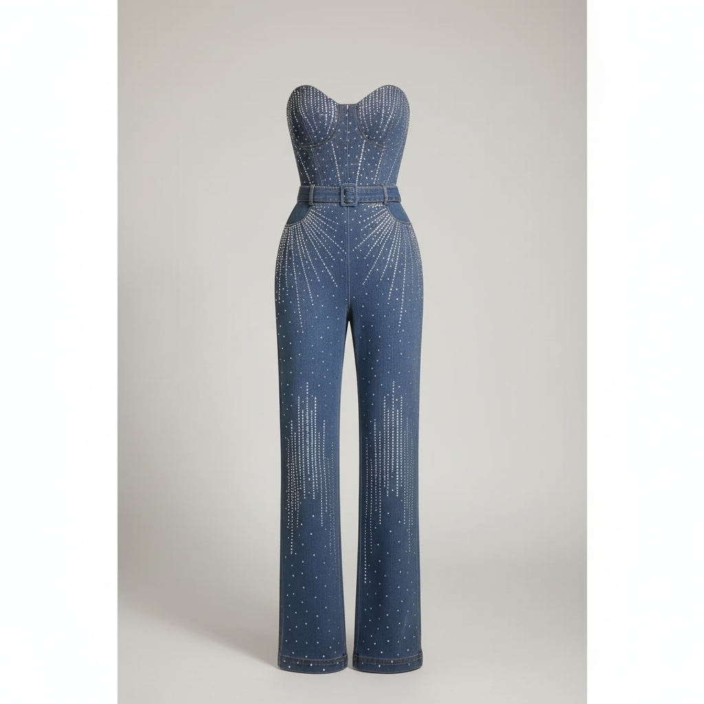 Sparkle Denim Jumpsuit