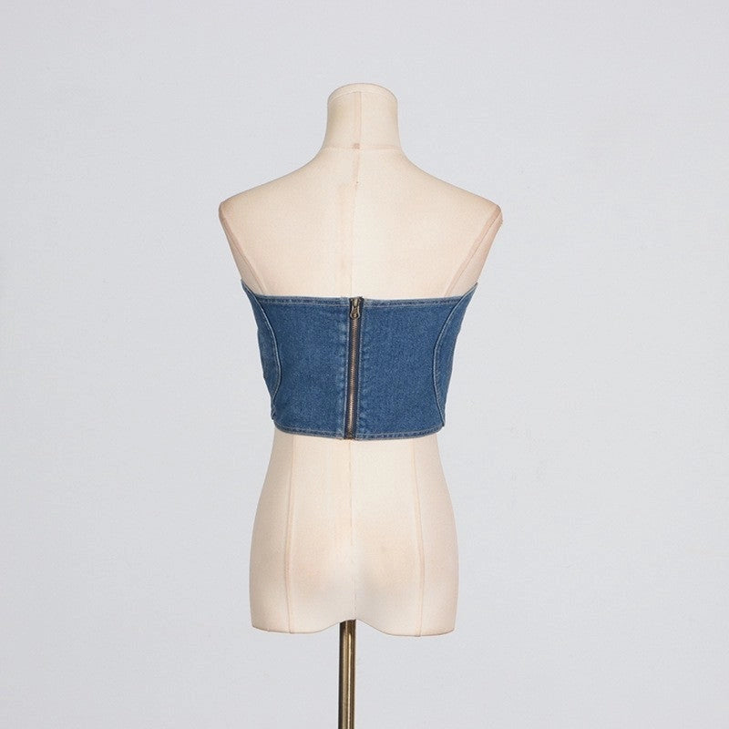 Heart Crop Denim Top