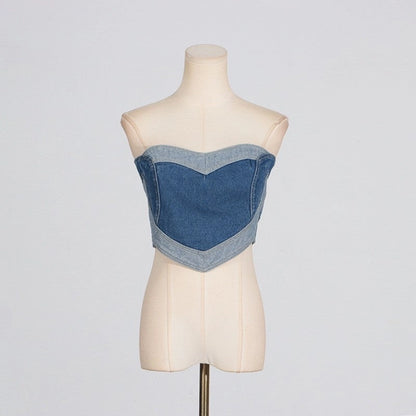Heart Crop Denim Top