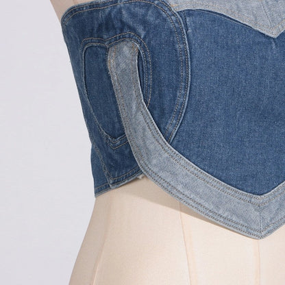 Heart Crop Denim Top