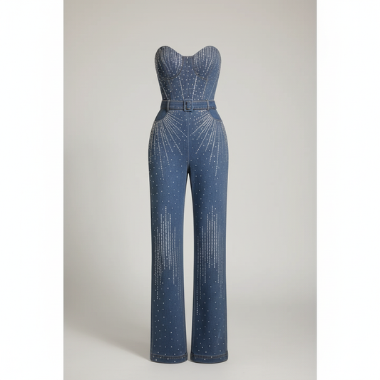 Sparkle Denim Jumpsuit